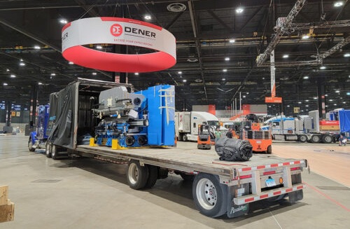 flatbed truck at tradeshow